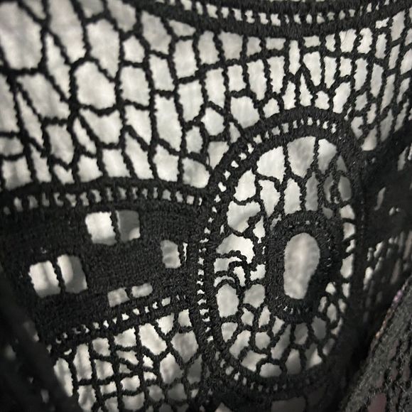 Speechless Womens Tank Top Sleeveless Crochet Purple Black Boho Print Large VGC - Picture 5 of 9